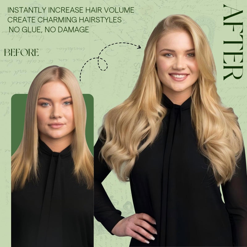 RUNATURE Blonde Clip in Hair Extensions, Real Human Hair Clip in Extensions, Short Hair Extensions Clip Ins, Double Weft Remy Natural Hair, 12 Inch 80g 7pcs, #16P24 Golden Blonde Highlights - Image 3
